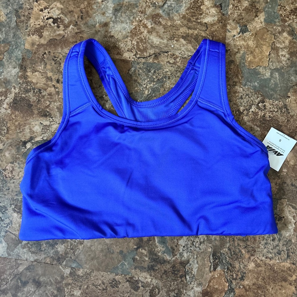 Avia Wirefree Sports Bra Women Size Small Blue Racerback Medium Support